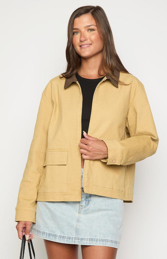 Jemma Cream Contrast Canvas Jacket