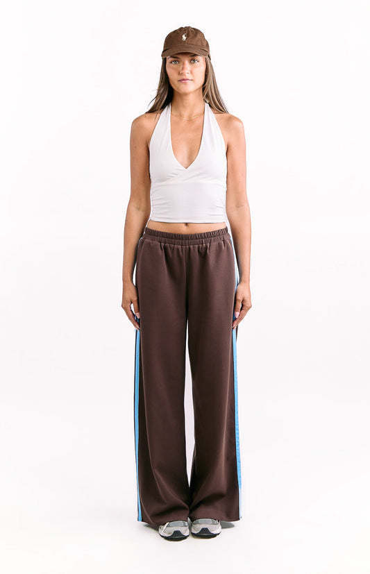 Kosie Chocolate And Blue Stripe Track Pants