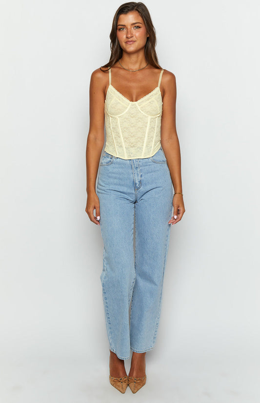 Lace Lotus Cream Corset Top