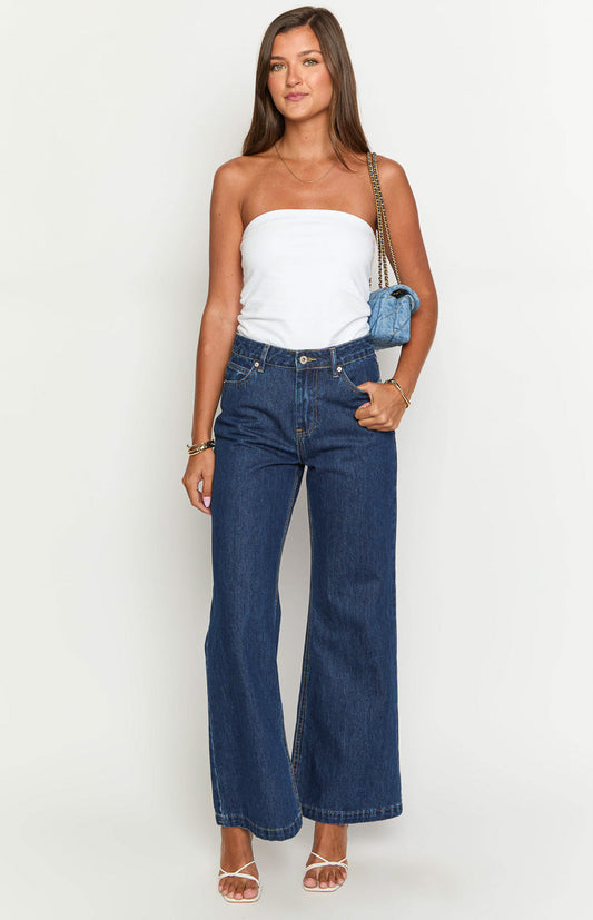 Lenny Dark Blue Denim Flare Jeans
