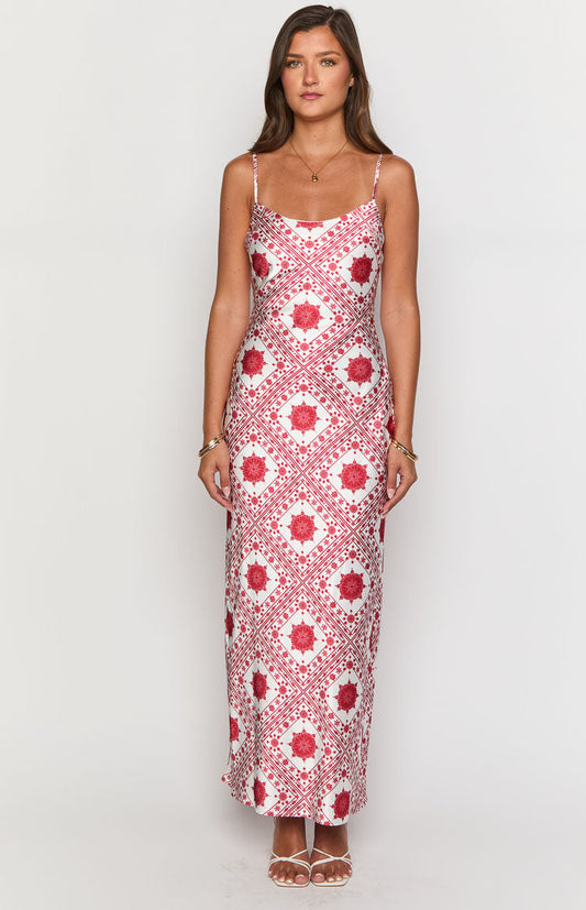 Renesmee Red Tile Print Maxi Dress