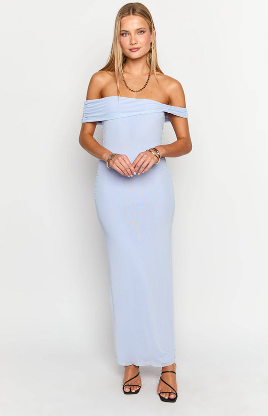 Vino Lilac Off The Shoulder Maxi Dress