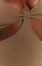 Catalina Cut Out Midi Dress Brown Image