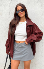 Abbi PU Red Bomber Jacket Image