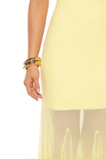 Adria Yellow Strapless Asymmetrical Formal Maxi Dress Image