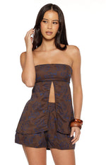 Ailany Brown Floral Strapless Longline Top Image