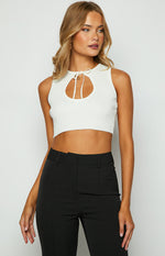 Aimee White Knit Crop Top Image