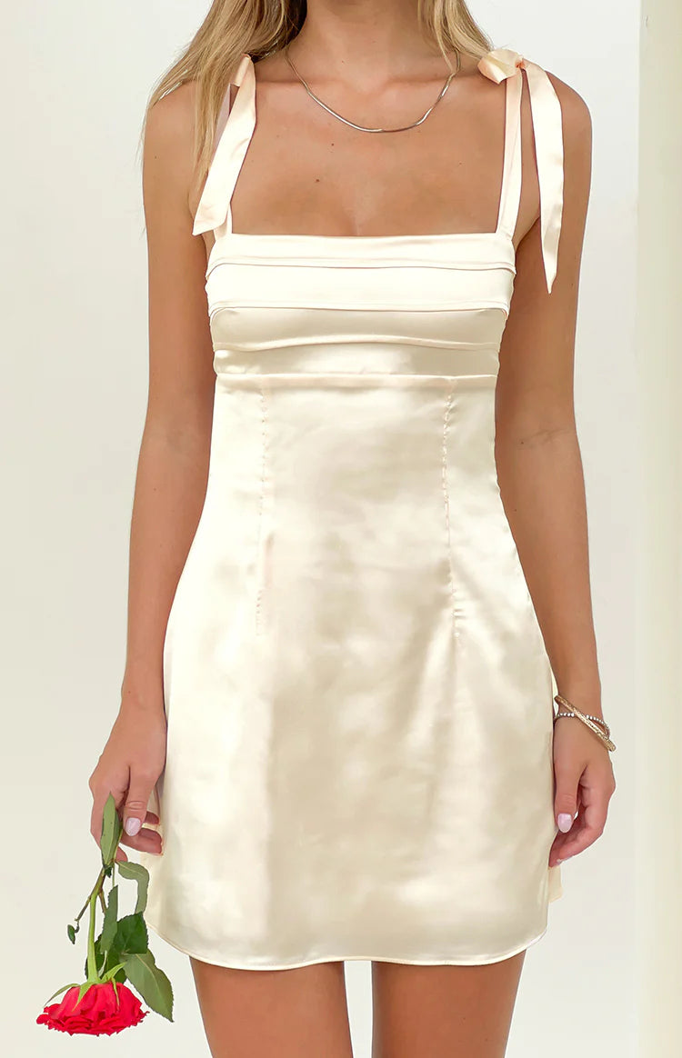 Akira Cream Tie Mini Dress Image