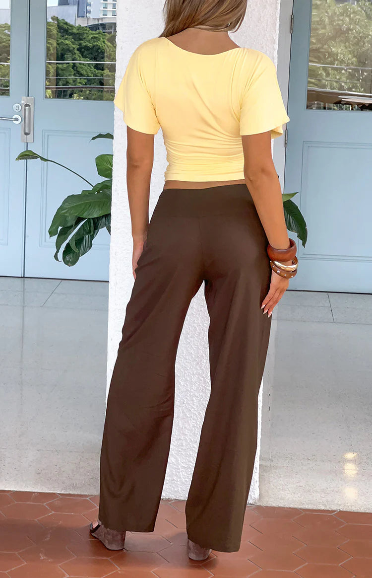 Alamara Brown Floral Detail Wide Leg Pants Image