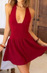 Alice Burgundy Halter Neck Mini Dress Image