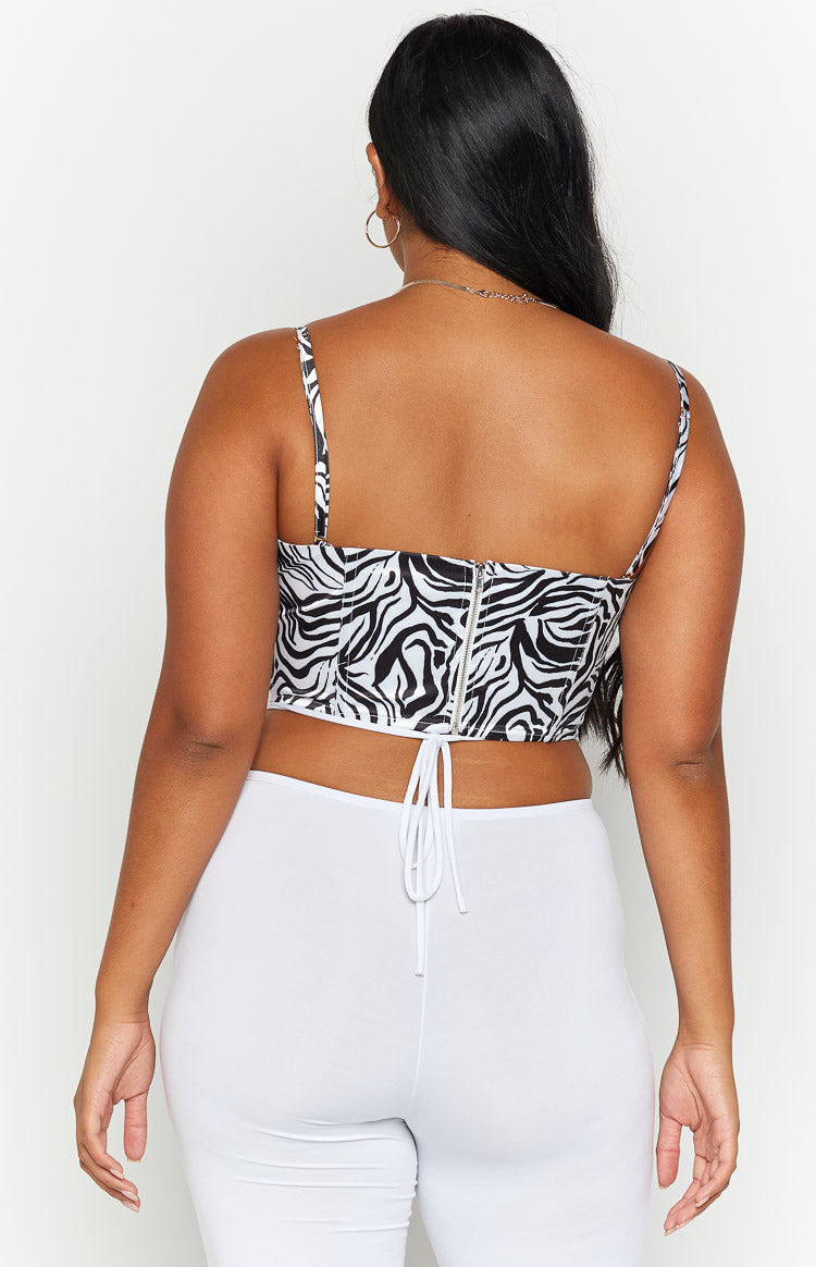 Amalie Black Print Corset Top Image