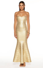 Amanda Gold Bandage Strapless Formal Maxi Dress Image