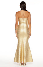 Amanda Gold Bandage Strapless Formal Maxi Dress Image