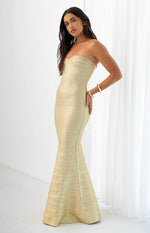 Amanda Gold Bandage Strapless Formal Maxi Dress Image