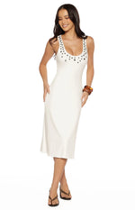 Amba White Button Detail Midi Dress Image