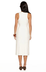 Amba White Button Detail Midi Dress Image
