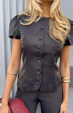 Amelina Black Button Up Organza Top Image