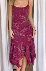 Another World Plum Sequin Midi Dress Image