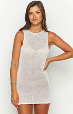 Arina White Sequin Knit Mini Dress Image