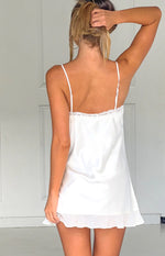 Artie Cream Satin Lace Trim Mini Dress Image