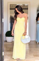 Ashley Yellow Sequin Strapless Maxi Dress Image