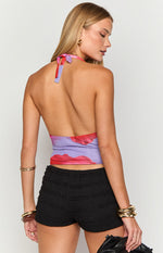 Astrid Purple Floral Halter Top Image