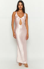 Attina Pink Satin Maxi Dress Image