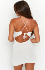 Audelia White Knit Mini Dress Image
