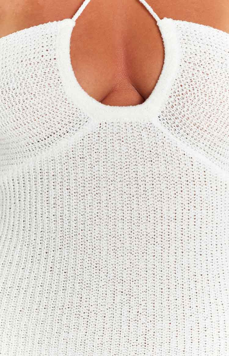 Audelia White Knit Mini Dress Image