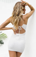 Audelia White Knit Mini Dress Image