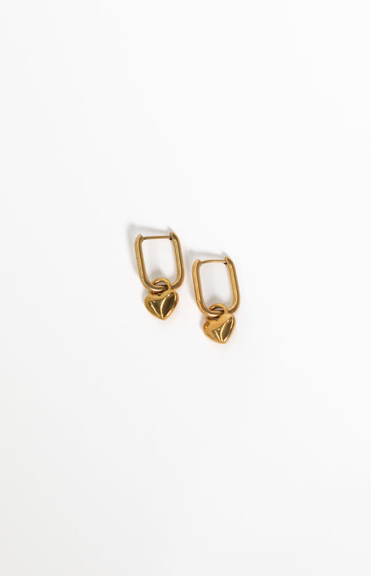Berni Gold Heart Hoop Earrings