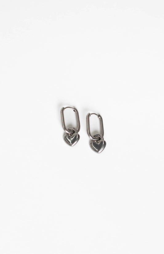 Berni Silver Heart Hoop Earrings