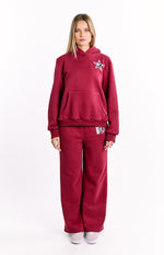 Beginning Burgundy Leopard Star Hoodie Image