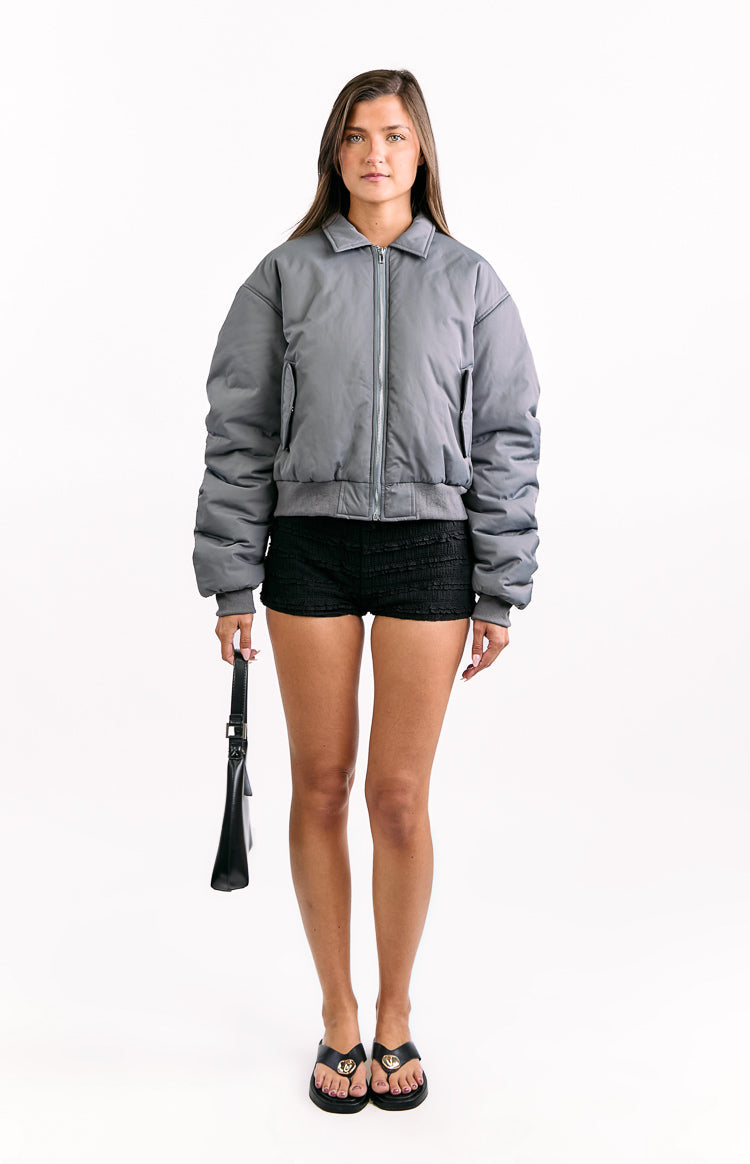 Benson Grey Puff Bomber Jacket Image