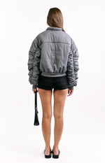 Benson Grey Puff Bomber Jacket Image