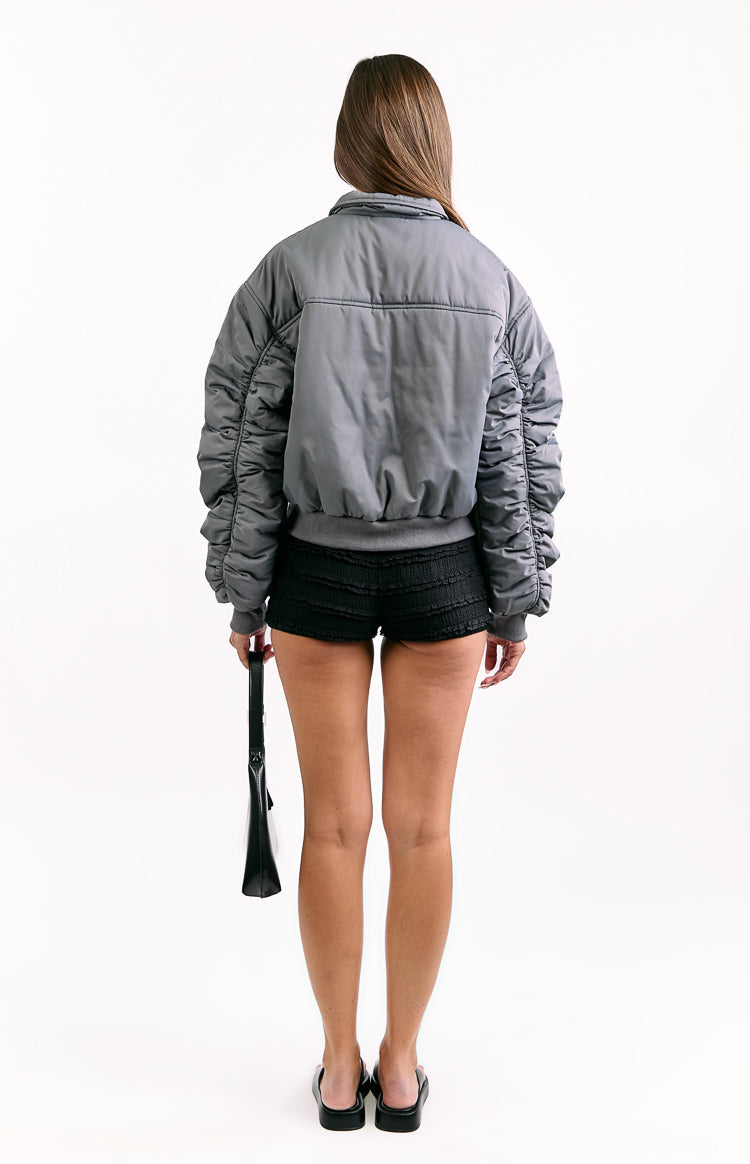 Benson Grey Puff Bomber Jacket Image