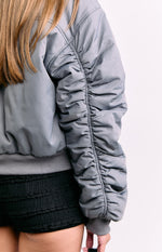 Benson Grey Puff Bomber Jacket Image