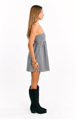 Berrie Black Gingham Strapless Mini Dress Image