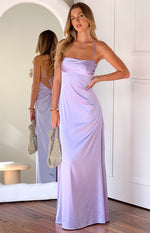 Blaise Lilac Satin Maxi Dress Image