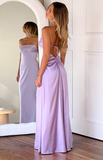 Blaise Lilac Satin Maxi Dress Image