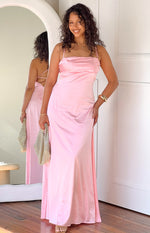 Blaise Pink Satin Maxi Dress Image