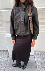Blakely Brown Funnel Neck PU Jacket Image