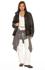 Blakely Brown Funnel Neck PU Jacket Image
