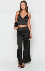 Bridget Black Satin Pants Image