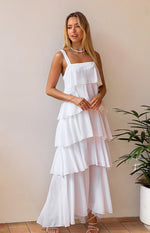 Brielle White Layered Frill Maxi Dress Image