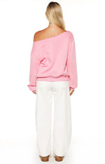 Buffie Pink Wash Off Shoulder Sweater Image