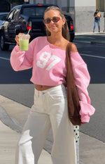 Buffie Pink Wash Off Shoulder Sweater Image