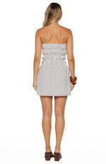 Calvin Blue Stripe Strapless Mini Dress Image
