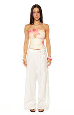 Candie Yellow and Pink Floral Print Tube Top Image