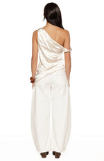 Celine Cream Satin Asymmetric Top Image
